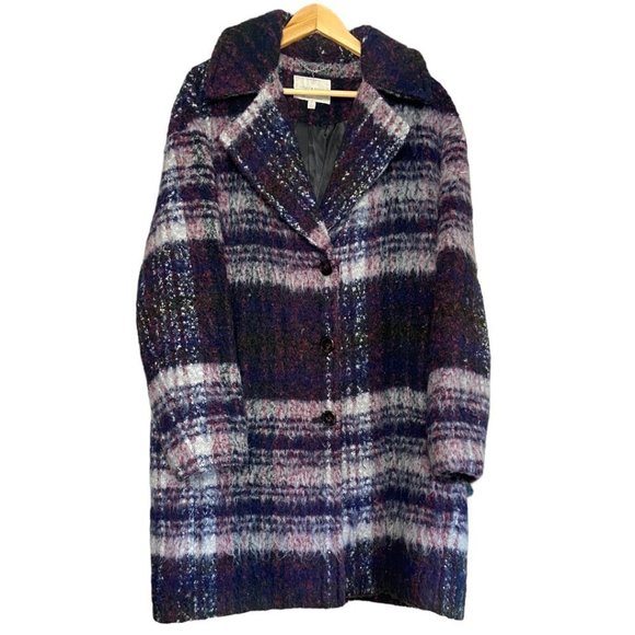 Lucky Brand Jackets & Blazers - Lucky Brand Purple Plaid Wool Blend Peacoat Size Large
